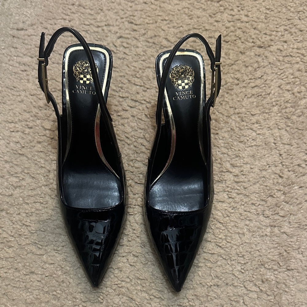 Vince Camuto Glossy Black Pointed Heels